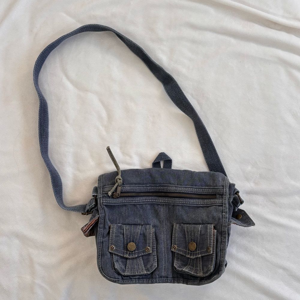 Vintage Denim Blue Crossbody Bag